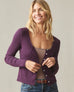 Women's Luxe Rib Square Neck Cardigan - Italian Plum